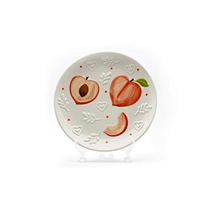 Ceramic Peach Plate, Peach Design Ceramic Plate, Fruit Design Peach Plate